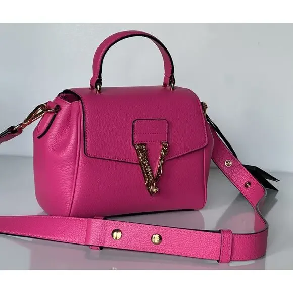 Versace Virtus Grainy Calf Small Pink Top Handle Bag 1015556 IT NWT $2100 - Picture 10 of 16